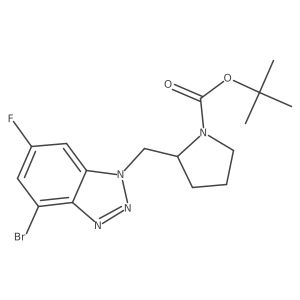 tert-butyl 2-[(4-bromo-6-fluoro-1H-1,2,3-benzotriazol-1-yl)methyl]pyrrolidine-1-carboxylate Structure
