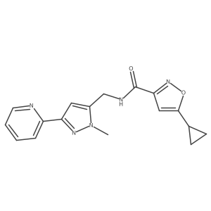 5-cyclopropyl-N-{[1-methyl-3-(pyridin-2-yl)-1H-pyrazol-5-yl]methyl}-1,2-oxazole-3-carboxamide Structure