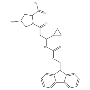 (2R,4R)-1-[3-cyclopropyl-3-({[(9H-fluoren-9-yl)methoxy]carbonyl}amino)propanoyl]-4-hydroxypyrrolidine-2-carboxylic acid结构式