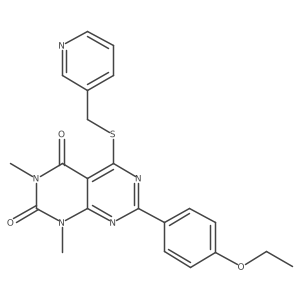 7-(4-ethoxyphenyl)-1,3-dimethyl-5-((pyridin-3-ylmethyl)thio)pyrimido[4,5-d]pyrimidine-2,4(1H,3H)-dione结构式