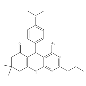 4-amino-5-(4-(dimethylamino)phenyl)-2-(ethylthio)-8,8-dimethyl-7,8,9,10-tetrahydropyrimido[4,5-b]quinolin-6(5H)-one Structure