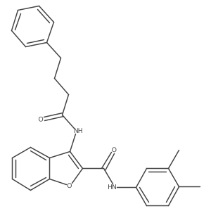 N-(3,4-dimethylphenyl)-3-(4-phenylbutanamido)benzofuran-2-carboxamide结构式