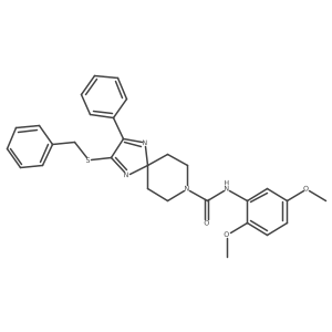 2-(benzylthio)-N-(2,5-dimethoxyphenyl)-3-phenyl-1,4,8-triazaspiro[4.5]deca-1,3-diene-8-carboxamide结构式