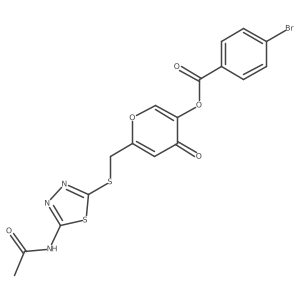 6-(((5-acetamido-1,3,4-thiadiazol-2-yl)thio)methyl)-4-oxo-4H-pyran-3-yl 4-bromobenzoate结构式