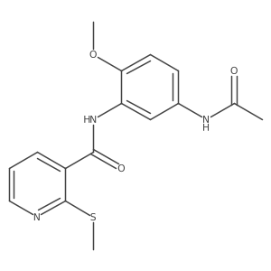 N-(5-acetamido-2-methoxyphenyl)-2-(methylsulfanyl)pyridine-3-carboxamide结构式