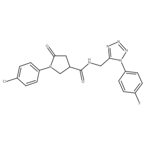 1-(4-chlorophenyl)-N-((1-(4-fluorophenyl)-1H-tetrazol-5-yl)methyl)-5-oxopyrrolidine-3-carboxamide Structure