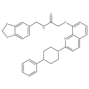 N-(benzo[d][1,3]dioxol-5-ylmethyl)-2-((2-(4-phenylpiperazin-1-yl)quinolin-8-yl)oxy)acetamide结构式
