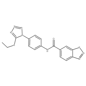 N-{4-[5-(ethylsulfanyl)-1H-tetrazol-1-yl]phenyl}-1,2,3-benzothiadiazole-6-carboxamide结构式