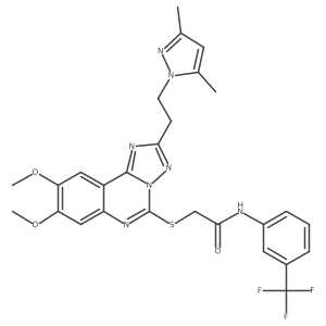 2-((2-(2-(3,5-dimethyl-1H-pyrazol-1-yl)ethyl)-8,9-dimethoxy-[1,2,4]triazolo[1,5-c]quinazolin-5-yl)thio)-N-(3-(trifluoromethyl)phenyl)acetamide结构式