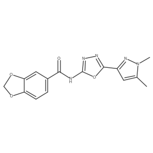 N-[5-(1,5-dimethyl-1H-pyrazol-3-yl)-1,3,4-oxadiazol-2-yl]-2H-1,3-benzodioxole-5-carboxamide Structure