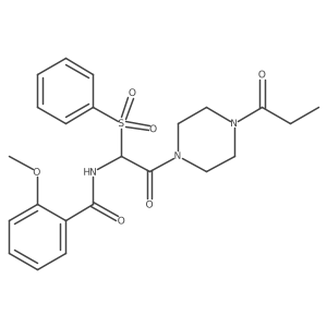 N-[1-(benzenesulfonyl)-2-oxo-2-(4-propanoylpiperazin-1-yl)ethyl]-2-methoxybenzamide Structure