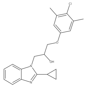 1-(4-chloro-3,5-dimethylphenoxy)-3-(2-cyclopropyl-1H-benzimidazol-1-yl)propan-2-ol结构式