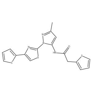 N-(3-methyl-1-(4-(thiophen-2-yl)thiazol-2-yl)-1H-pyrazol-5-yl)-2-(thiophen-2-yl)acetamide Structure
