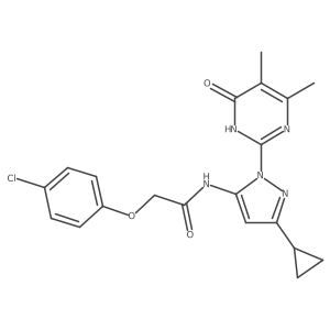 2-(4-chlorophenoxy)-N-(3-cyclopropyl-1-(4,5-dimethyl-6-oxo-1,6-dihydropyrimidin-2-yl)-1H-pyrazol-5-yl)acetamide结构式