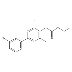 Ethyl [4-chloro-2-(3-chlorophenyl)-6-methylpyrimidin-5-yl]acetate结构式