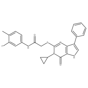2-[(3-cyclopropyl-4-oxo-7-phenyl-4,5-dihydro-3H-pyrrolo[3,2-d]pyrimidin-2-yl)sulfanyl]-N-(3-fluoro-4-methylphenyl)acetamide结构式