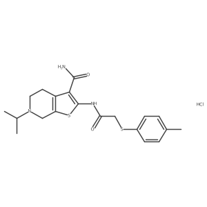 6-Isopropyl-2-(2-(p-tolylthio)acetamido)-4,5,6,7-tetrahydrothieno[2,3-c]pyridine-3-carboxamide hydrochloride结构式