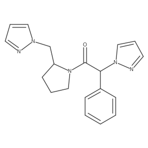 2-phenyl-2-(1H-pyrazol-1-yl)-1-{2-[(1H-pyrazol-1-yl)methyl]pyrrolidin-1-yl}ethan-1-one结构式