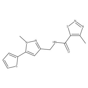 4-methyl-N-((1-methyl-5-(thiophen-2-yl)-1H-pyrazol-3-yl)methyl)-1,2,3-thiadiazole-5-carboxamide Structure
