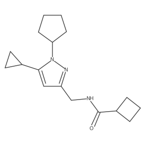 N-((1-cyclopentyl-5-cyclopropyl-1H-pyrazol-3-yl)methyl)cyclobutanecarboxamide Structure