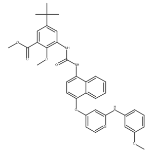 Methyl 3-(3-(1-(2-(3-methoxyphenylamino)pyridin-4-yloxy)naphthalen-4-yl)ureido)-5-tert-butyl-2-methoxybenzoate结构式