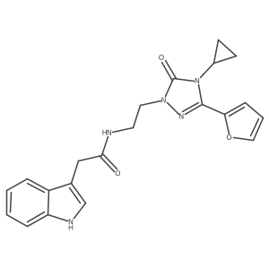 N-{2-[4-cyclopropyl-3-(furan-2-yl)-5-oxo-4,5-dihydro-1H-1,2,4-triazol-1-yl]ethyl}-2-(1H-indol-3-yl)acetamide结构式