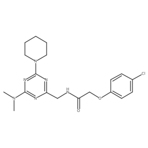 2-(4-chlorophenoxy)-N-((4-(dimethylamino)-6-(piperidin-1-yl)-1,3,5-triazin-2-yl)methyl)acetamide结构式