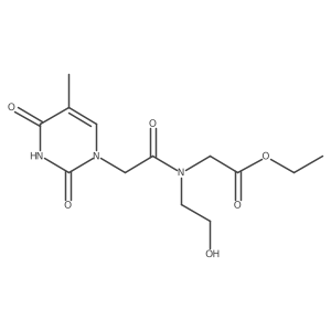 Ethyl 2-(N-(2-hydroxyethyl)-2-(5-methyl-2,4-dioxo-3,4-dihydropyrimidin-1(2H)-yl)acetamido)acetate结构式