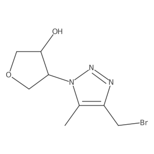 rac-(3R,4S)-4-[4-(bromomethyl)-5-methyl-1H-1,2,3-triazol-1-yl]oxolan-3-ol Structure