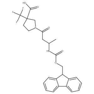 1-[(3R)-3-({[(9H-fluoren-9-yl)methoxy]carbonyl}amino)butanoyl]-3-(trifluoromethyl)pyrrolidine-3-carboxylic acid Structure