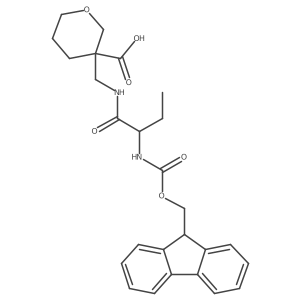 3-{[(2S)-2-({[(9H-fluoren-9-yl)methoxy]carbonyl}amino)butanamido]methyl}oxane-3-carboxylic acid结构式
