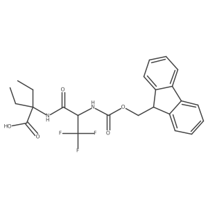 2-ethyl-2-[2-({[(9H-fluoren-9-yl)methoxy]carbonyl}amino)-3,3,3-trifluoropropanamido]butanoic acid Structure