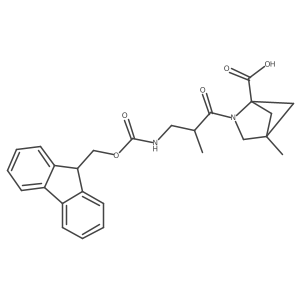 2-[3-({[(9H-fluoren-9-yl)methoxy]carbonyl}amino)-2-methylpropanoyl]-4-methyl-2-azabicyclo[2.1.1]hexane-1-carboxylic acid结构式