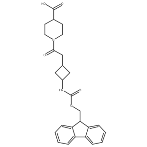 1-{2-[3-({[(9H-fluoren-9-yl)methoxy]carbonyl}amino)cyclobutyl]acetyl}piperidine-4-carboxylic acid结构式