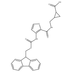 2-({[3-({[(9H-fluoren-9-yl)methoxy]carbonyl}amino)furan-2-yl]formamido}methyl)cyclopropane-1-carboxylic acid Structure