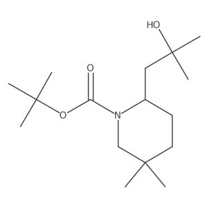 Tert-butyl 2-(2-hydroxy-2-methylpropyl)-5,5-dimethylpiperidine-1-carboxylate结构式