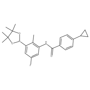 4-Cyclopropyl-N-[5-fluoro-2-methyl-3-(4,4,5,5-tetramethyl-1,3,2-dioxaborolan-2-yl)phenyl]benzamide结构式