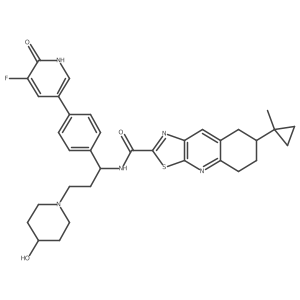 (S)-N-((R)-1-(4-(5-Fluoro-6-oxo-1,6-dihydropyridin-3-yl)phenyl)-3-(4-hydroxypiperidin-1-yl)propyl)-7-(1-methylcyclopropyl)-5,6,7,8-tetrahydrothiazolo[5,4-b]quinoline-2-carboxamide Structure