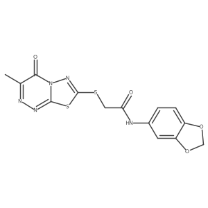 N-(benzo[d][1,3]dioxol-5-yl)-2-((3-methyl-4-oxo-4H-[1,3,4]thiadiazolo[2,3-c][1,2,4]triazin-7-yl)thio)acetamide结构式
