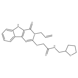 2-((3-allyl-4-oxo-4,5-dihydro-3H-pyrimido[5,4-b]indol-2-yl)thio)-N-((tetrahydrofuran-2-yl)methyl)acetamide Structure