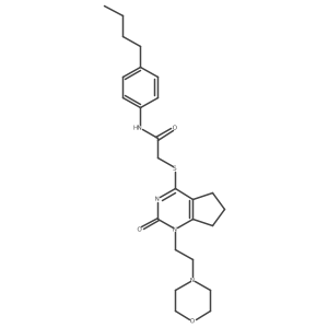 N-(4-butylphenyl)-2-((1-(2-morpholinoethyl)-2-oxo-2,5,6,7-tetrahydro-1H-cyclopenta[d]pyrimidin-4-yl)thio)acetamide结构式