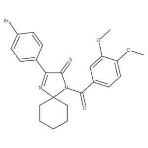 3-(4-Bromophenyl)-1-(3,4-dimethoxybenzoyl)-1,4-diazaspiro[4.5]dec-3-ene-2-thione Structure
