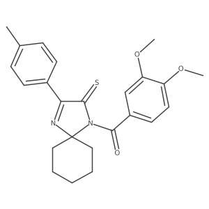 1-(3,4-Dimethoxybenzoyl)-3-(4-methylphenyl)-1,4-diazaspiro[4.5]dec-3-ene-2-thione结构式