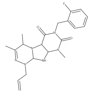 7-[(2-fluorophenyl)methyl]-3,4,9-trimethyl-1-prop-2-enyl-5a,9a,10,10a-tetrahydro-4H-purino[8,7-c][1,2,4]triazine-6,8-dione Structure