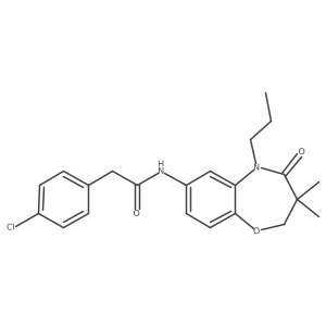 2-(4-chlorophenyl)-N-(3,3-dimethyl-4-oxo-5-propyl-2,3,4,5-tetrahydrobenzo[b][1,4]oxazepin-7-yl)acetamide结构式