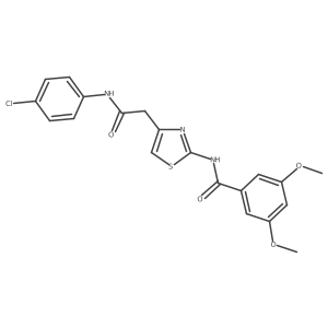 N-(4-(2-((4-chlorophenyl)amino)-2-oxoethyl)thiazol-2-yl)-3,5-dimethoxybenzamide结构式