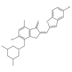 (2Z)-2-[(5-bromo-1-benzofuran-2-yl)methylidene]-7-[(3,5-dimethylpiperidin-1-yl)methyl]-6-hydroxy-4-methyl-1-benzofuran-3(2H)-one Structure
