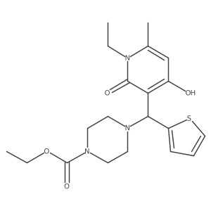 Ethyl 4-((1-ethyl-4-hydroxy-6-methyl-2-oxo-1,2-dihydropyridin-3-yl)(thiophen-2-yl)methyl)piperazine-1-carboxylate结构式
