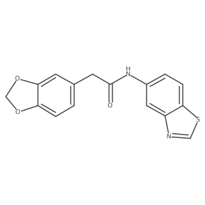2-(benzo[d][1,3]dioxol-5-yl)-N-(benzo[d]thiazol-5-yl)acetamide Structure
