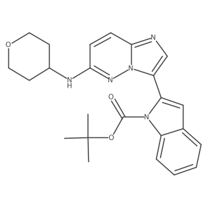 tert-butyl 2-(6-(tetrahydro-2H-pyran-4-ylamino)imidazo[1,2-b]pyridazin-3-yl)-1H-indole-1-carboxylate结构式